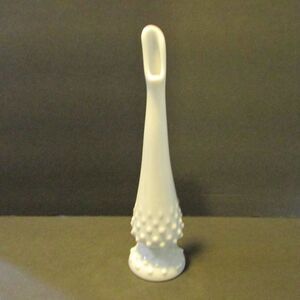 vintage milk glass bud vase hobnail swung vase 10 inches